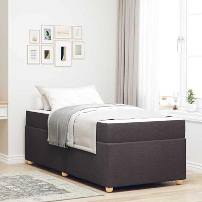 Bedframe met matras Donkerbruin 100 x 200 cm Stof