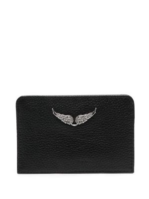 Zadig&Voltaire porte-cartes en cuir à breloque aile - Noir