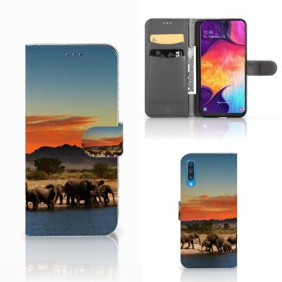 Samsung Galaxy A50 | Telefoonhoesje | Met pasjeshouder | Olifanten