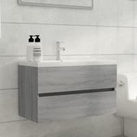 Wastafelkast 80x38,5x45 cm bewerkt hout grijs sonoma eikenkleur