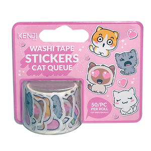 Kenji Washi tape stickers - Cat Queue