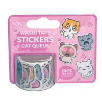 Kenji Washi tape stickers - Cat Queue - thumbnail