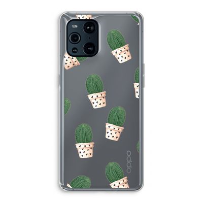 Cactusprint roze: Oppo Find X3 Pro Transparant Hoesje