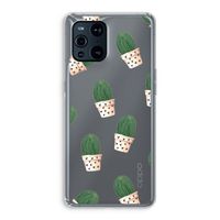 Cactusprint roze: Oppo Find X3 Pro Transparant Hoesje