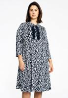 Yoek Jurk met kanten ruches PANTHERA | Blauw | Maat 50/52