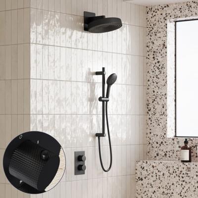 Regendouche set SaniClear Evolution Curved | 30 cm | Incl.Inbouwdeel | 2 standen handdouche | Met glijstang | Zwart Mat