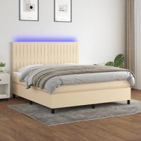 Boxspring met matras en LED stof crèmekleurig 160x200 cm