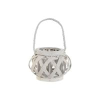 Kaarshouder Home ESPRIT Wit Hout Kristal 18 x 18 x 13 cm