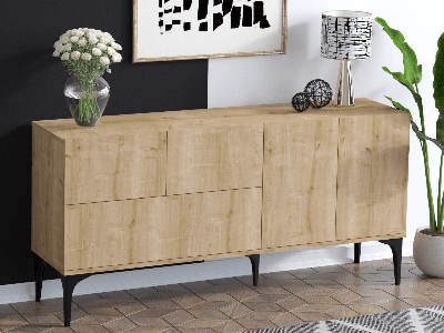 Dressoir THERESA 5 deuren eik/zwart