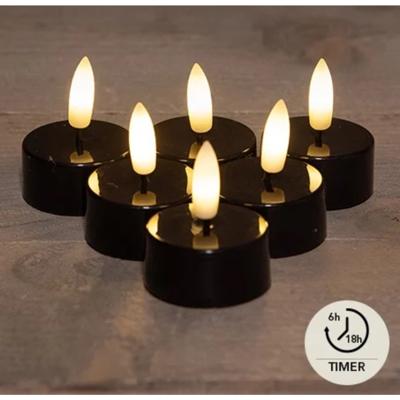 LED Theelichten zwart set a 6 Ø3,5cm