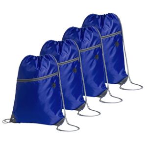 Sport gymtas/rugtas/draagtas - 4x - blauw met rijgkoord 34 x 44 cm van polyester