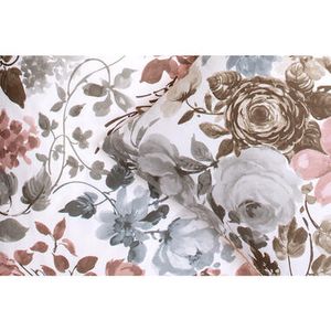Royal dekbedovertrek Nova bloemen - wit/groen - 200x200/220 cm - Leen Bakker