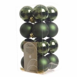 64x Donkergroene kerstballen 4 cm kunststof mat/glans