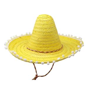 Mexicaanse Sombrero hoed voor heren - carnaval/verkleed accessoires - geel - met ornamenten