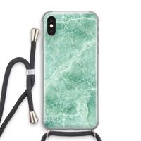 Groen marmer: iPhone X Transparant Hoesje met koord