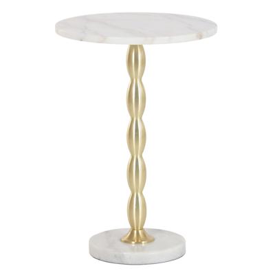 Bijzettafel / salontafel Elegance - goud - metaal / marmer - rond - D41 x H60 cm - luxe wonen