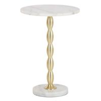 Bijzettafel / salontafel Elegance - goud - metaal / marmer - rond - D41 x H60 cm - luxe wonen