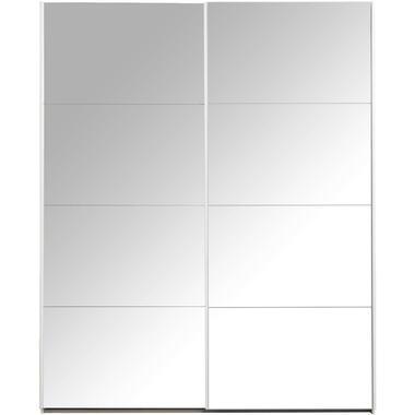 Schuifdeurkast Bergamo met spiegeldeuren - wit - 221x178,5x66,6 cm - Leen Bakker