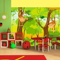 Fotobehang - Vliesbehang Apen in de jungle, kinderkamer, premium print - thumbnail