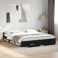 Bedframe met lades bewerkt hout zwart 180x200 cm