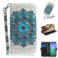 3D-schilderij Peacock krans patroon gekleurde tekening horizontale Flip lederen case voor LG q60 met houder & kaartsleuven & portemonnee