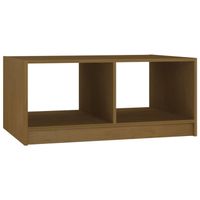 The Living Store Salontafel Grenenhout - Houten Tafel - 75 x 50 x 33.5 cm - Honingbruin