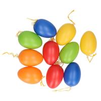 Decoratie Paaseieren - 10x st - Gekleurd - 6,5 cm - plastic - Pasen hangdecoratie - eieren