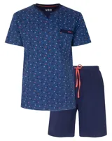 M.E.Q. Heren shortama katoen - V-hals - Blue logo