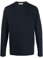 Jil Sander t-shirt en coton stretch à manches longues - Bleu