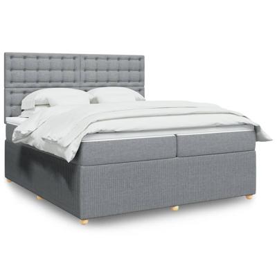 Boxspring met matras stof lichtgrijs 200x200 cm