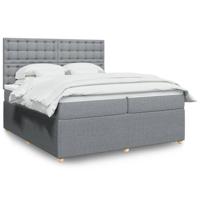 Boxspring met matras stof lichtgrijs 200x200 cm
