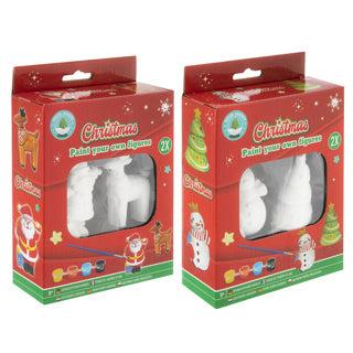 Schilder je eigen Kerstfiguren, set van 2 stuks