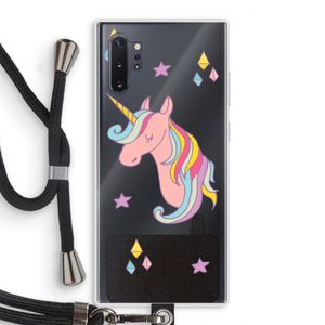 Roze eenhoorn: Samsung Galaxy Note 10 Plus Transparant Hoesje met koord