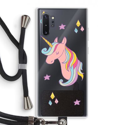 Roze eenhoorn: Samsung Galaxy Note 10 Plus Transparant Hoesje met koord