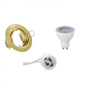 LED Spot Set - Trion - GU10 Fitting - Dimbaar - Inbouw Rond - Mat Goud - 6W - Natuurlijk Wit 4200K - Kantelbaar Ø83mm