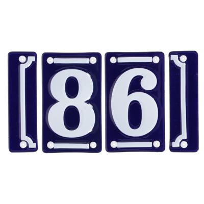 Best for Boots huisnummer 86 - met sierrand - Oudhollands - emaille - blauw/wit