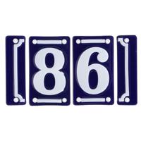 Best for Boots huisnummer 86 - met sierrand - Oudhollands - emaille - blauw/wit