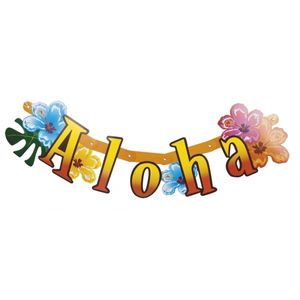 Hawaii thema party feest letterslinger Aloha 83 cm van karton