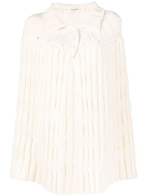 Saint Laurent Pre-Owned poncho à maille épaisse en crochet - Blanc