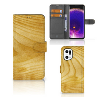 OPPO Find X5 Pro Book Style Case Licht Hout - thumbnail