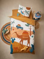 Set dekbedovertrek + kussensloop voor kinderen WILD SAHARA Oeko-Tex® camel / meerkleurig