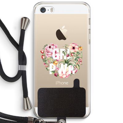GRL PWR Flower: iPhone 5 / 5S / SE Transparant Hoesje met koord