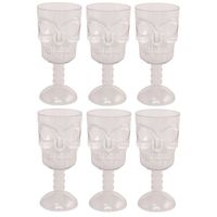 6x Doodshoofd wijnglazen transparant 18 cm 350 ml