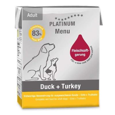 PLATINUM Menu Adult Duck+Turkey - natvoer voor honden - 375g