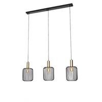 QAZQA Design hanglamp zwart met goud 3-lichts - Mayelle - thumbnail