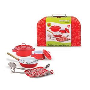 Simply For Kids metalen kookset in koffer rood 11-delig