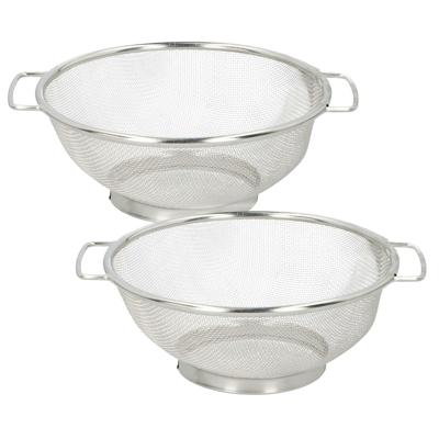 Alpina Keuken vergiet/zeef - 2x - RVS - D20 x H8 cm - zilver