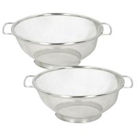 Alpina Keuken vergiet/zeef - 2x - RVS - D20 x H8 cm - zilver