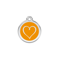 Tribal Heart Orange roestvrijstalen hondenpenning small/klein dia. 2 cm - Reddingo