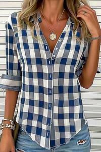 Plaid Cotton Casual Regular Fit Blouse Shirt